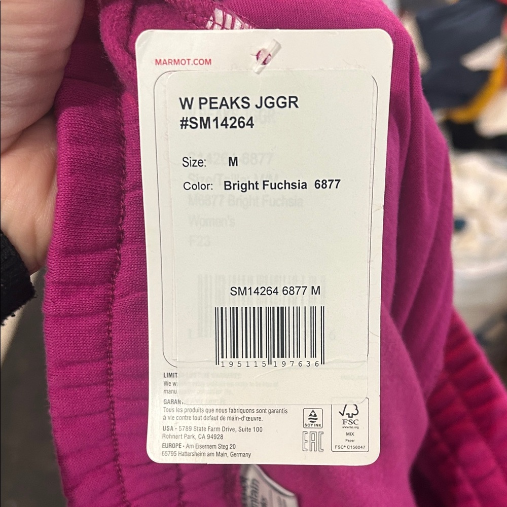 Marmot Peaks Jogger Bright Fuchsia Medium NWT Cozy Sweatpants - Picture 12 of 12